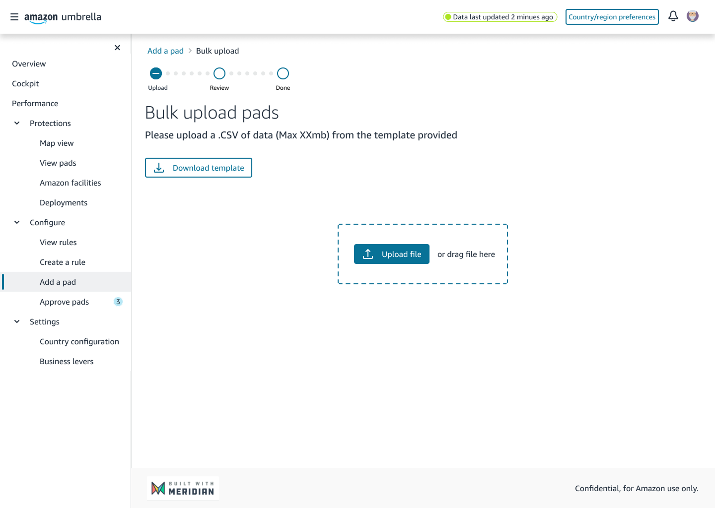 Bulk upload pads