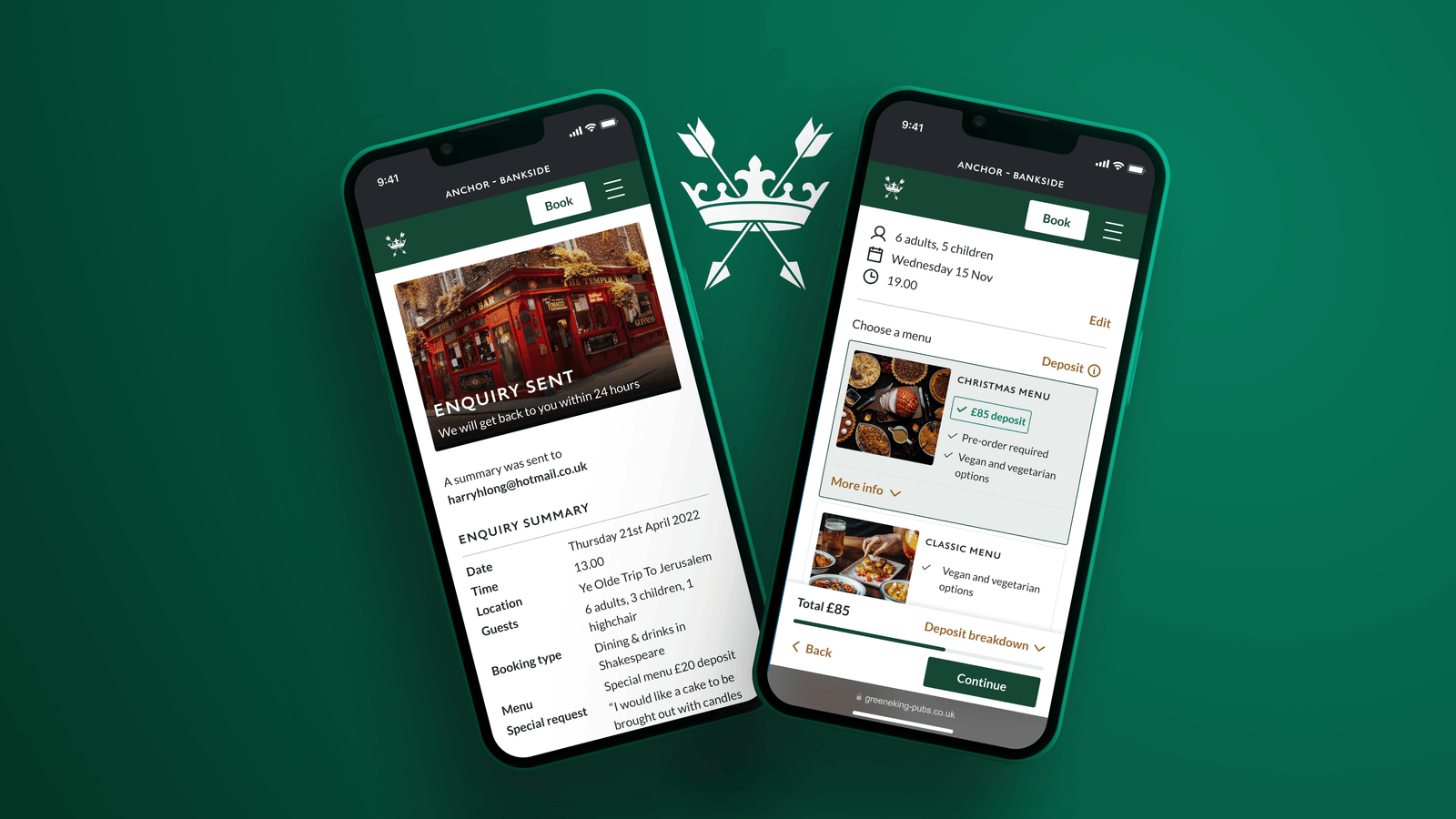 Greene King booking redesign