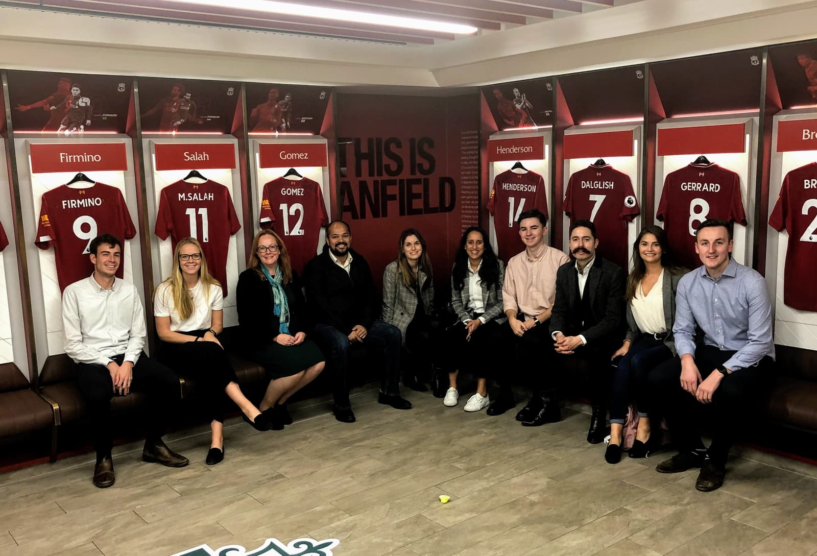 The LFC App team at Anfield in the home dressing room