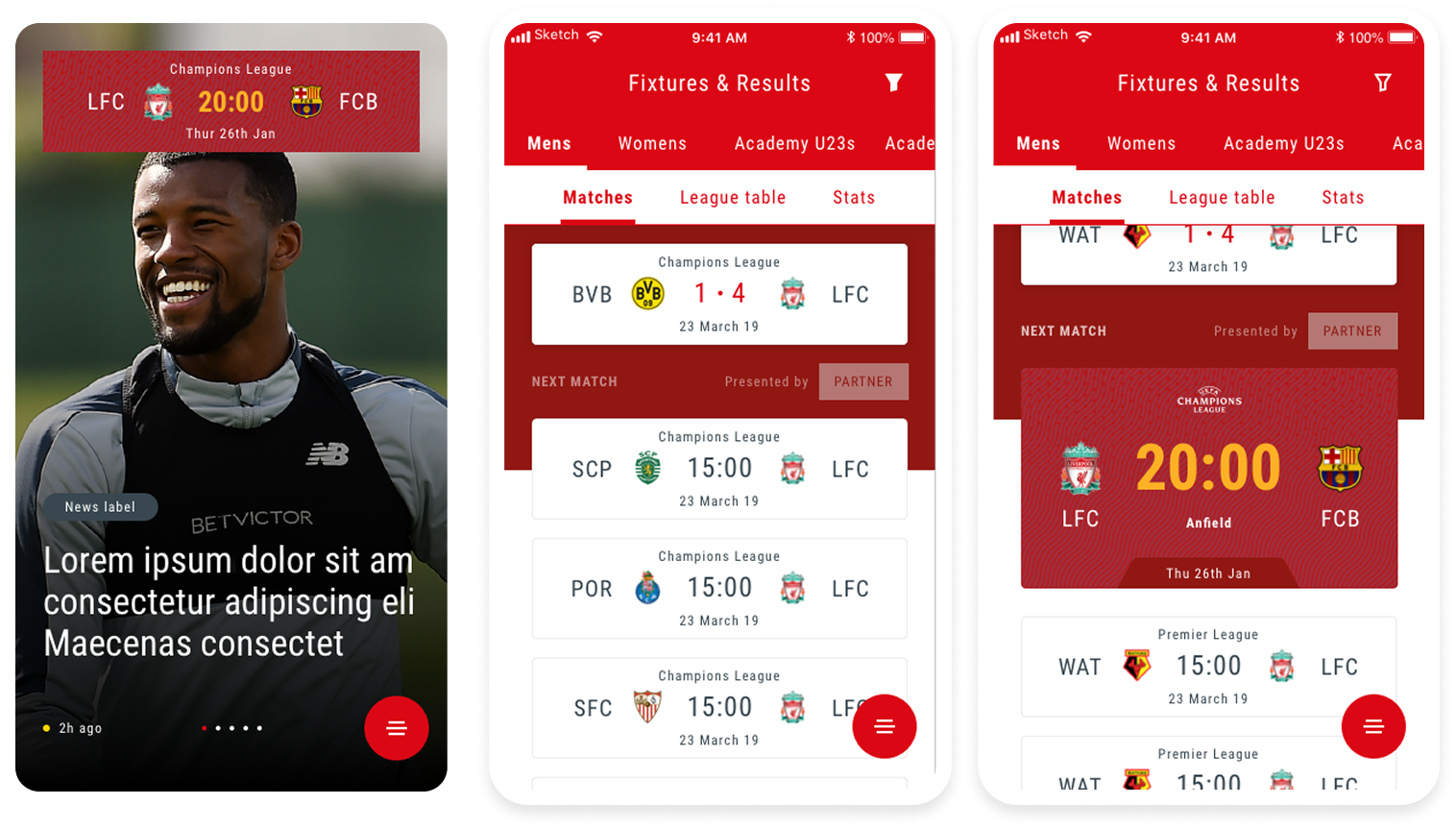 Liverpool FC app redesign